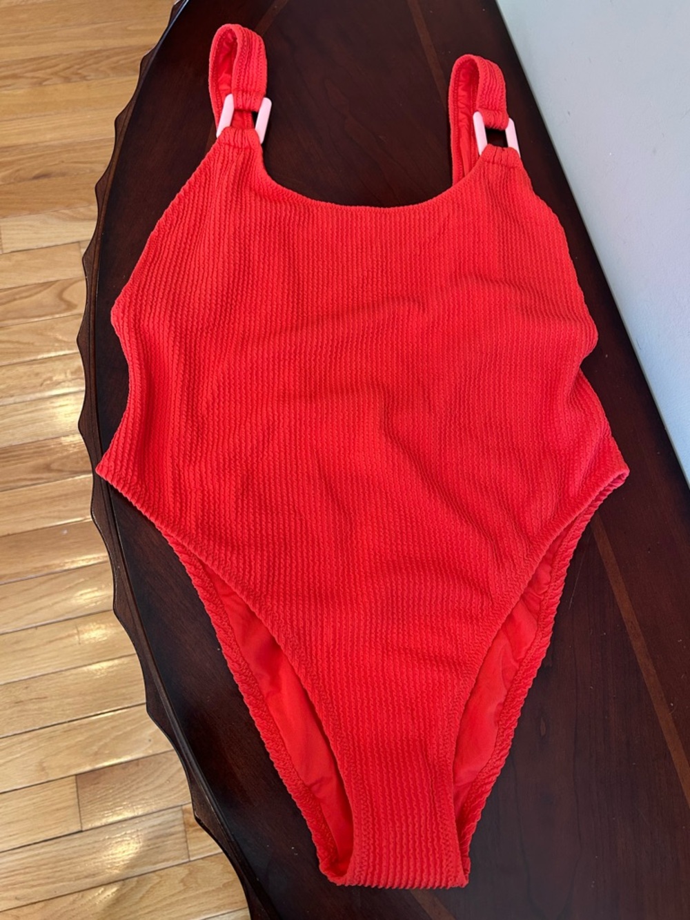 NWOT Aerie Bright Red Ribbed One-Piece Swimsuit UPF 50